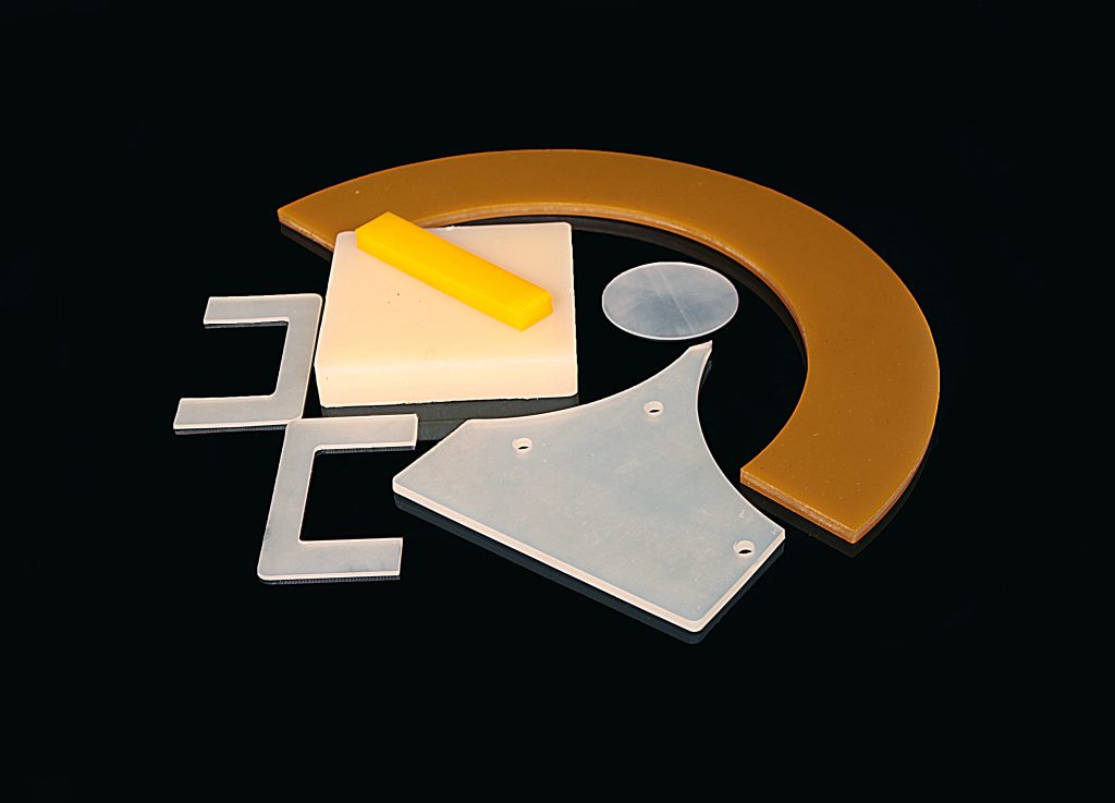 A light beige square with a yellow stripe, semi-transparent cut-out shapes and a brown arc lying against a black background.